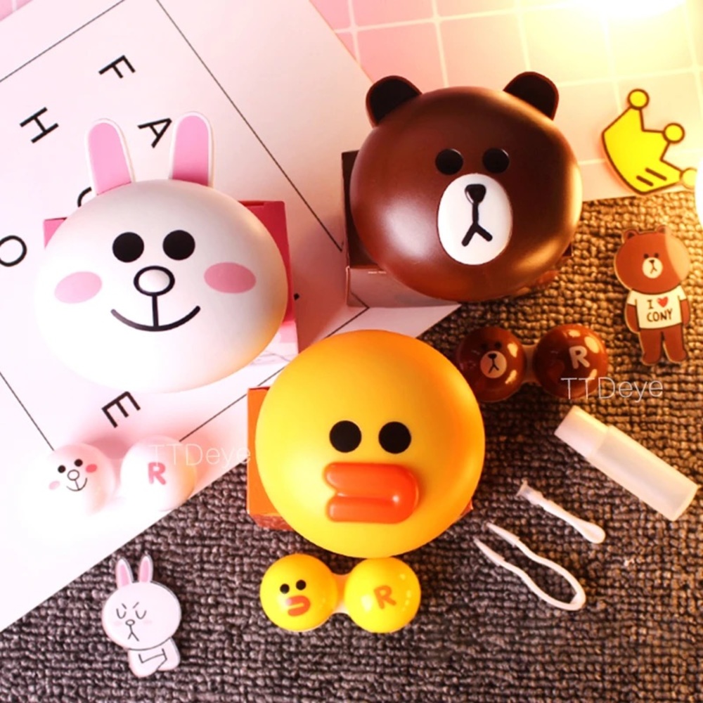 LINE Friends Style Contact Lense Travel Case - Sally the Duck